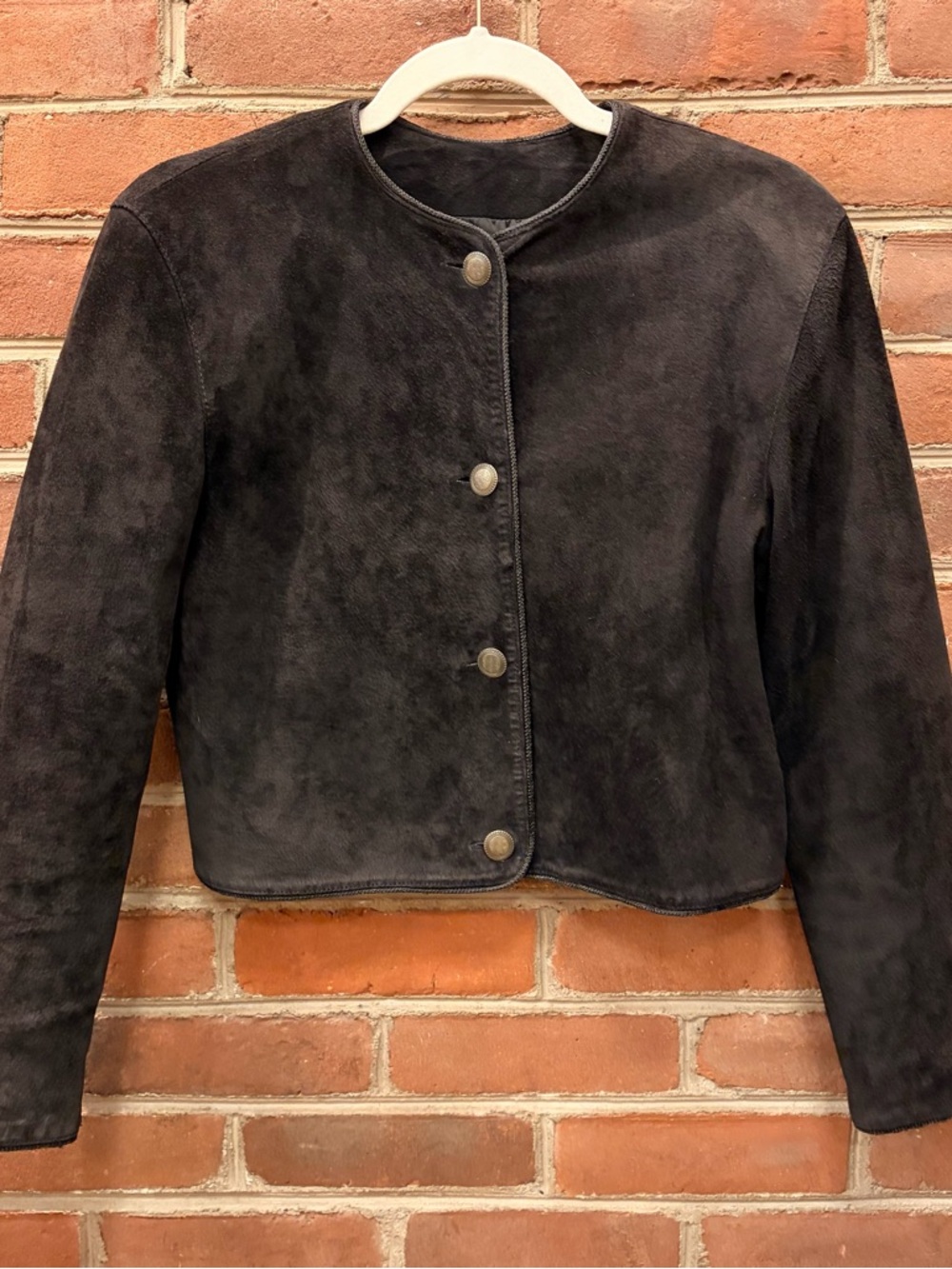 Vintage 1990’s Evan Davies Classic Black Suede Button Down Bolero Jacket